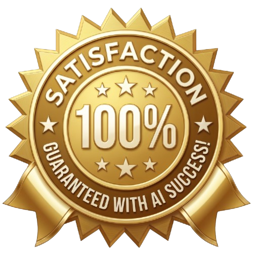 100 percent satisfaction guaranteed with AI success badge